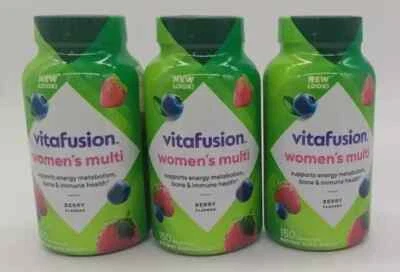 Paquete de 3 gomitas multivitamínicas Vitafusion para mujer, 150 CT Ea, caducidad 26/09 Berry Foto 1 de 3