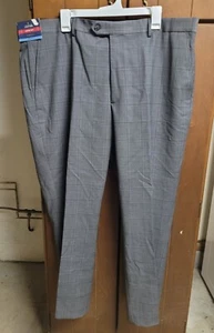 Stafford Men's Super Suit Dress Pants, Gray Plaid, 42W X 30L, NEW!!! - Picture 1 of 5