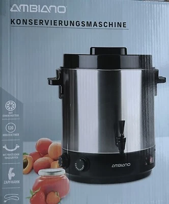 AMBIANO Einkochautomat Konservierungsmaschine Einkocher 25 L 1800 Timer Gitter