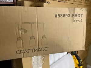 Craftmade 53693-FBDT Foxwood Island Light Flat Black with Dark Teak - Picture 1 of 2