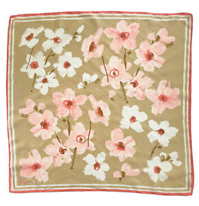 VERA NEUMANN Vintage 60s Rayon Silk Blend Scarf Pink & White Daffodils 22" Sq.