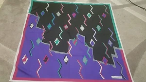 Leonardi Foulard 76x76 vintage Scarf geometric square purple green black white - Picture 1 of 1