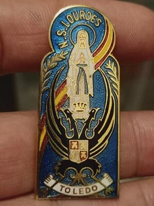 TOLEDO ESMALTE INSIGNIA BROCHE AGUILA BICEFALA VIRGEN LOURDES 5 CMS ALTO - Imagen 1 de 3
