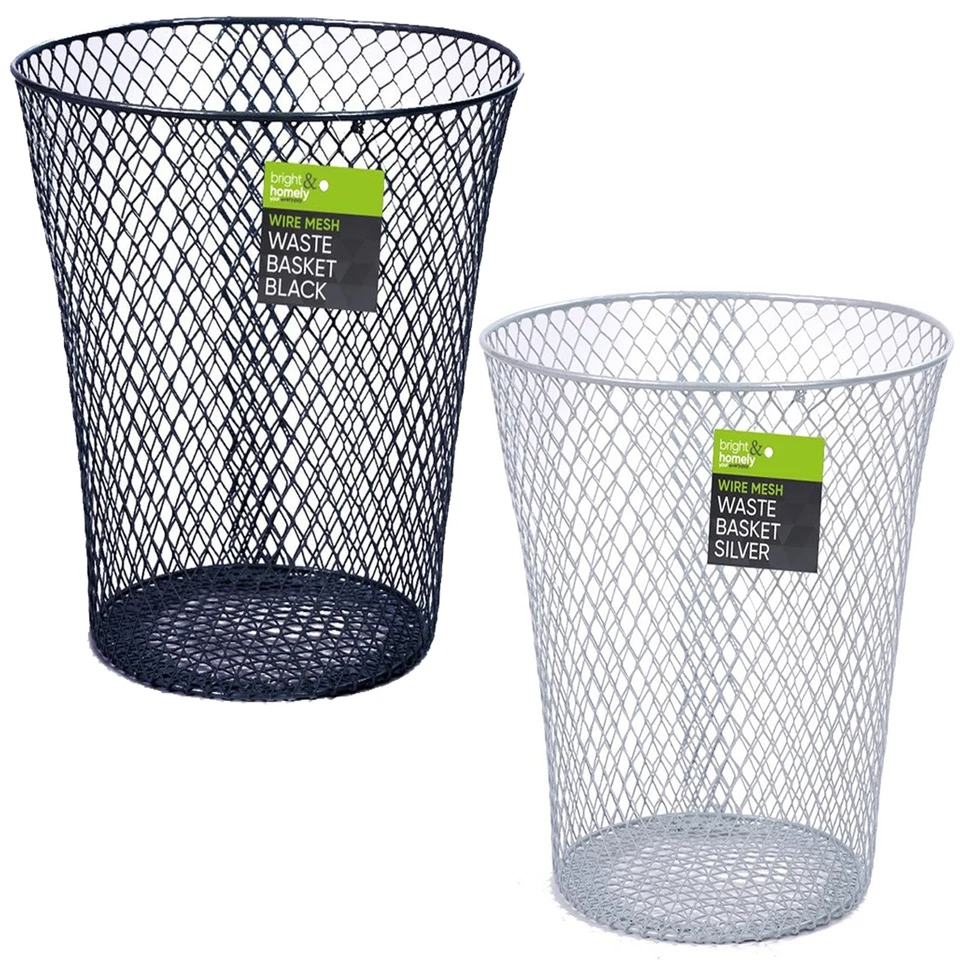 1/2x Wire Mesh 9" Waste Basket Bin Paper Rubbish Home Office Kitchen Bedroom New - Image 1 of 2