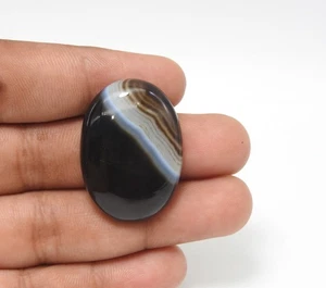 43.00 Cts Natural Oval Banded Agate Cabochon Pendant Supply Gemstone 22x31x7 mm - Picture 1 of 8