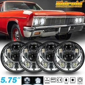 4Pcs 5.75" 5 3/4" LED Headlights Hi-Lo Sealed Beam For Chevy Impala El Camino - Picture 1 of 18