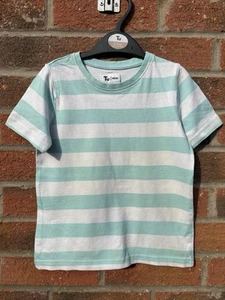 TU Boys Turquoise & White Striped Short-Sleeves T-Shirt - Age 4 Years - Picture 1 of 3