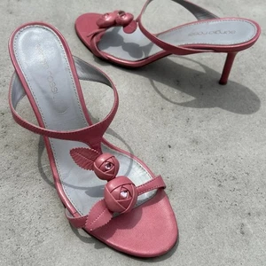 Sergio Rossi | Tacones rosa flor estrás dos correas rosa polvoriento (37 1/2) - Imagen 1 de 10
