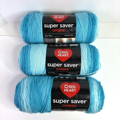 Red Heart Super Saver Ombre Yarn SCUBA blue 100% Acrylic 10 oz 482 yds - Image 1 of 4