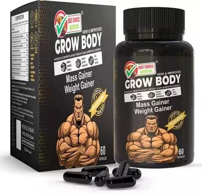 BODY GROW Fast Weight Gain Pills Muscle Gainer WEGHT GAIN 60 CAPSULES MEN - Image 1 of 4