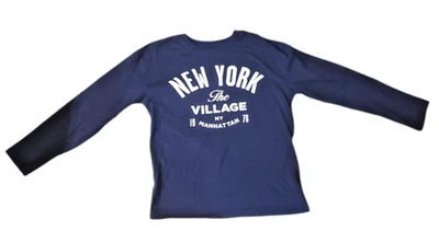 H&M Boys Youth New York Mahattan Logo T-Shirt Full Sleeves Dark Blue Size 6/7 - Image 1 of 4