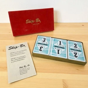 Vtg. Original Skip-Bo Card Game 1967 In Red Velvet Box By Hazel Bowman Complete! - Picture 1 of 6