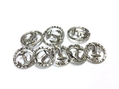 SET 9 BOTTONI OTTONE ARGENTO UNISEX ANCORA - Immagine 1 di 2