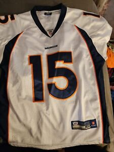 Reebok Mens Denver Broncos #15 Tebo Jersey, White, Size 48 Med Euc