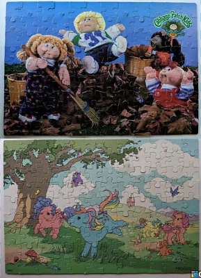 (2) 复古 MB 拼图 MY LITTLE PONY & CABBAGE PATCH KIDS 100 件拼图 — 第 1/4 张图片