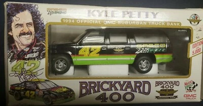 1994 Kyle Petty #42 Brickyard 400 NASCAR 1/25 MelloYello GMC Suburban Truck Bank - Image 1 of 2