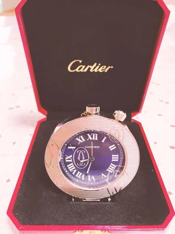Cartier Happy Birthday Travel Desk Clock Battery dead Used Cover
