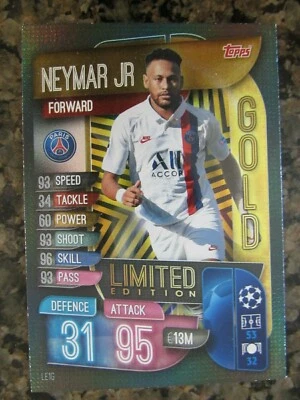 NEYMAR JR. "GOLD LIMITED EDITION" TOPPS MATCH ATTAX 2019-20 CHAMPIONS LEAGUE PSG - Image 1 of 3