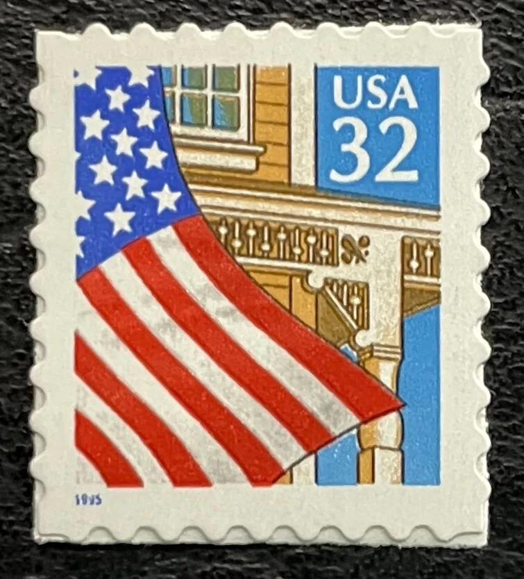 1995 Scott #2920b, 32¢, FLAG OVER PORCH - Booklet Single Small Blue "1995" - MNH - Image 1 of 1