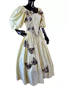 Vintage Lyn Ashworth Rohseide Kleid Hochzeit Pantomime Cinderella 12 hellgelb - Bild 1 von 19