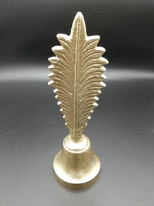 Brass Bell With Palm Leaf Handle Leaves Tropical - Picture 1 of 5