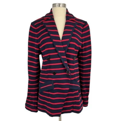Veronica Beard Fontana Blazer Striped Double Breasted Jacket Size L Red Navy - Image 1 of 4