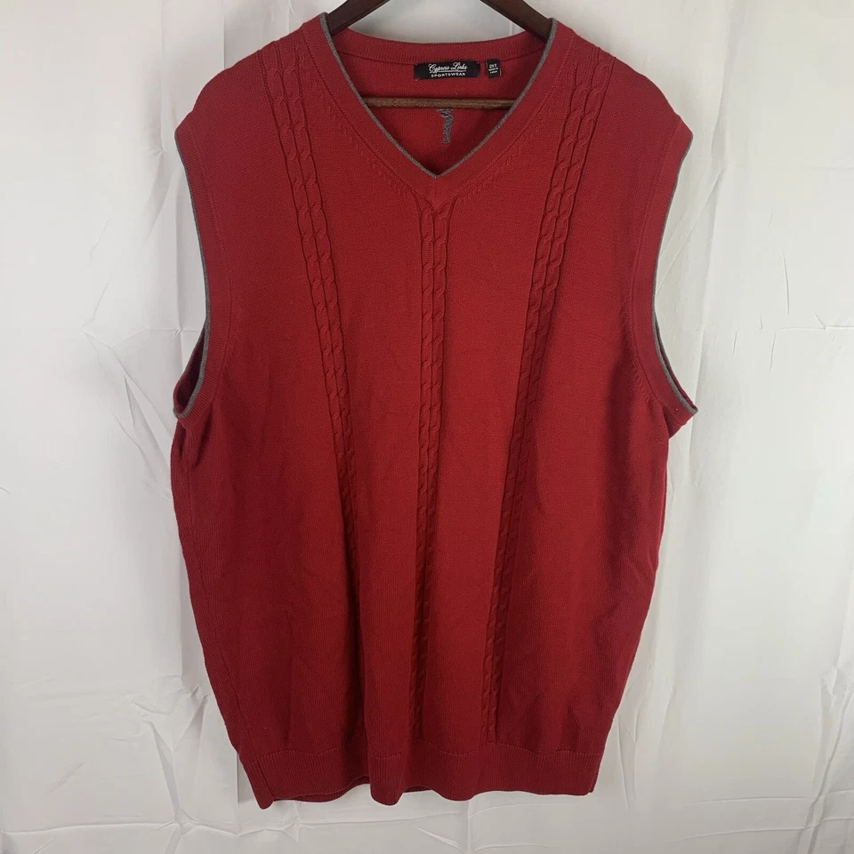 Cyprus Links Ropa Deportiva Chaleco Para Hombres 2XT Rojo Cuello en V Pullover Tejido 100% Algodón Foto 1 de 4