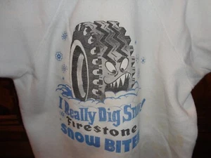 Vtg 70's I really Dig Snow Firestone SNOW BITER Tire Sweatshirt Fits Youth S 6-8 - Picture 1 of 10