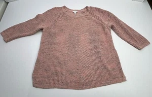 J Jill Sweater Women’s Medium Knit Crew Neck Pink Gray Heather 3/4 Sleeve - Picture 1 of 10