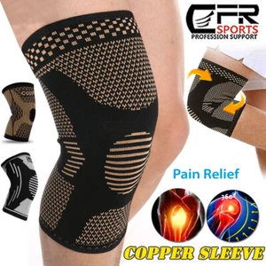 Knee Sleeves Compression Brace Support Sport Joint Injury Pain Arthritis Copper - Picture 1 of 27