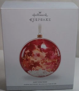 Hallmark 2016 Mother Floral Glass Ornament "Just for Mom" - Picture 1 of 4