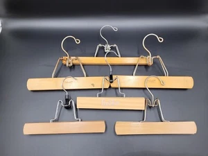 Trouser Hangers Vintage Wooden 6 Lot Various Brands Styles - Picture 1 of 4