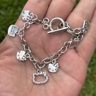 Hello Kitty Sanrio Mini Charms Toggle Chain Bracelet Silver New Womans Y2k 07