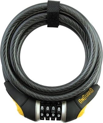 Qty (15x)  OnGuard Combination Cable Lock 6' x 12mm Diameter Coiled Cable - Image 1 of 2