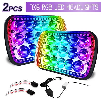 Faro halo LED multicolor RGB para camioneta Toyota Tacoma 7X6 5x7 pulgadas Foto 1 de 4