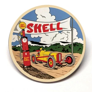 Super Shell Gasoline Racing Advertising Pocket Mirror Vintage Style - Picture 1 of 2