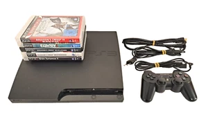 Playstation 3 PS3 Slim Black Modell CECH-3004A Konsole 160GB Speicher + 5 Spiele - Bild 1 von 9