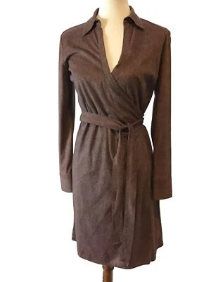 Kenneth Cole New York Brown Wrap Dress Womens Size XS Long Sleeve Soft Classy - Image 1 of 3