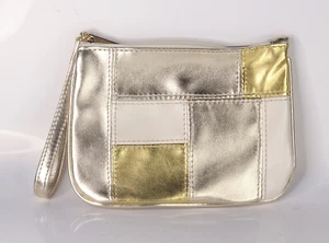 Shiseido Clé De Peau Makeup Light Travel Purse Bag Pouch Gold Silver 6¼"x4½" New - Picture 1 of 3