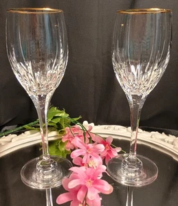 Set coppia bicchieri acqua o vino Mikasa LUCI DORATE cristallo fine bordo oro - Foto 1 di 10