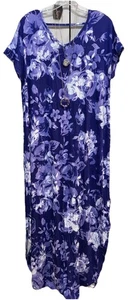 NWT LuLaRoe Large Blurple Purple White Floral Long Macy Maxi Dress - Picture 1 of 9