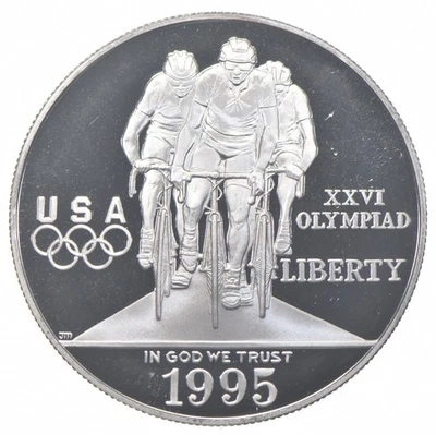 1995-P Proof Olympic Cycling Commemorative Silver Dollar $1 *7840 - Image 1 of 3