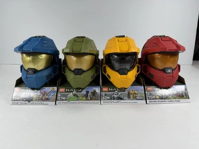 Halo Mega Construx Helmet Set Lot of 4 COMPLETE SEALED NEW Skull Escape Flag - Image 1 of 4