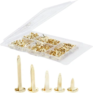 Mini Flat Head Paper Brads for Crafts - 500 Piece, 5 Sizes (0.37-1 In), Gold Bra - Picture 1 of 12
