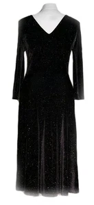 Laura Ashley Kleid 10uk Glitzer Sternennacht klassisch schwarz Samt langarm  - Bild 1 von 3