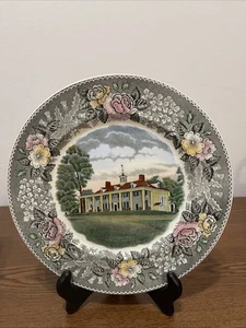 Old English Staffordshire Ware Mount Vernon Virginia Plate 9 3/4"Great Condition - Picture 1 of 9