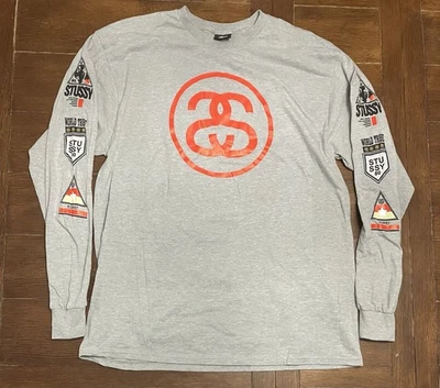 Camisa Stussy World Tribe S Link Logo Gris Manga Larga Para Hombre XL Streetwear Nueva Sin Etiquetas Foto 1 de 4