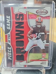 2022 CERTIFIED PIECE OF THE GAME PATCH DAVID BELL 70/75 CLEVELAND BROWNS - Picture 1 of 3