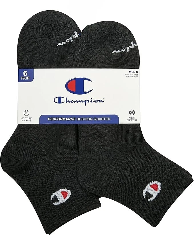 CALCETINES CAMPEÓN HOMBRE - TOBILLO - SÓLIDO 253 - NEGRO SÓLIDO - GRANDE (6-12) PACK 6 XX Foto 1 de 1
