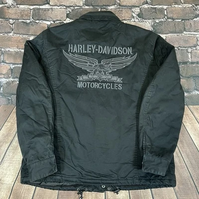 Harley Davidson 摩托车内衬轰炸机夹克外套男式 XL 2008 罕见 — 第 1/4 张图片